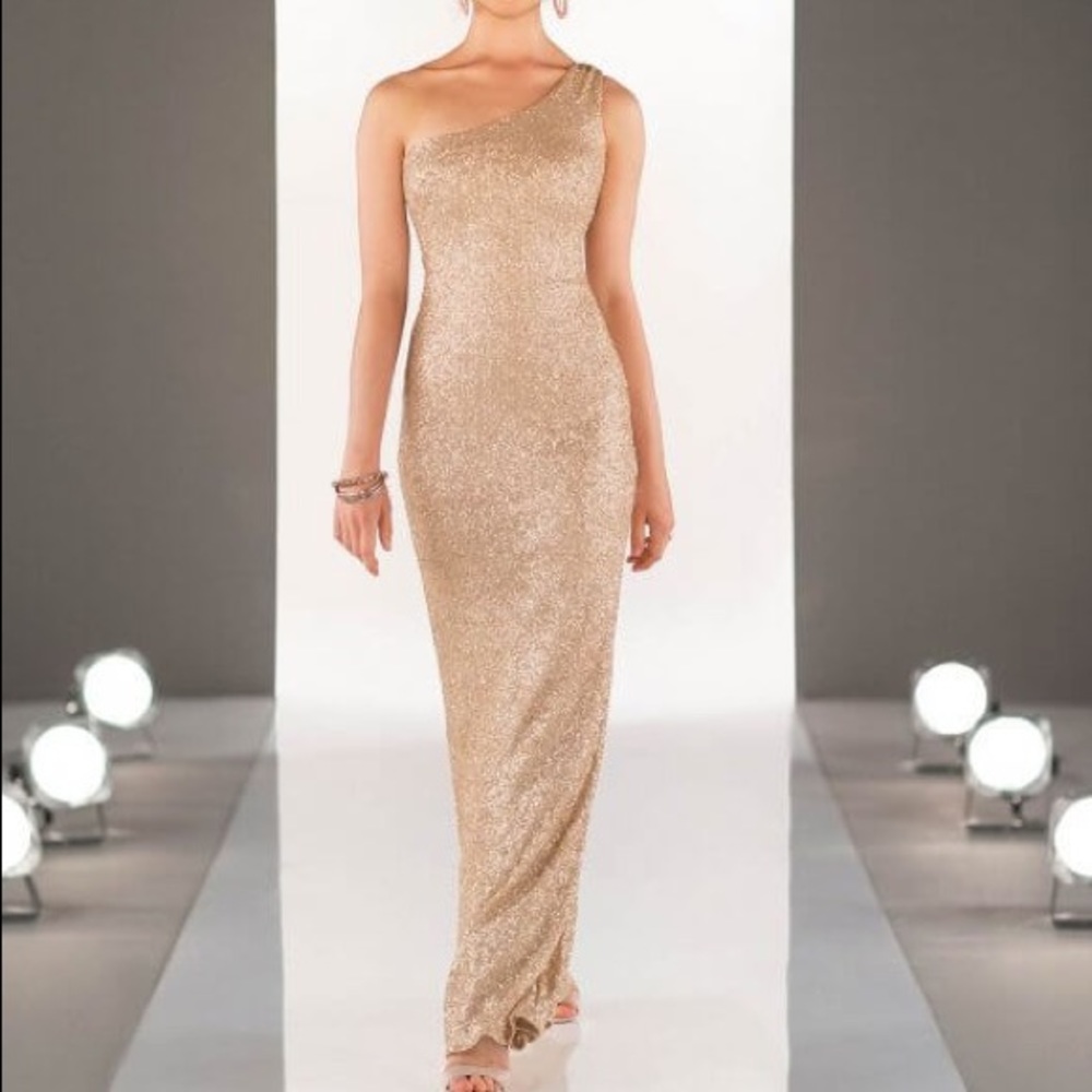 Sorella Vita rose gold one-shoulder sequin gown